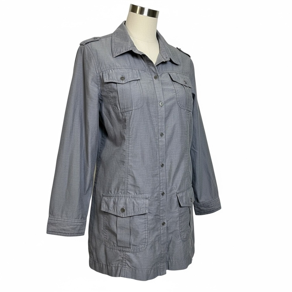 Chicos Gray Utility Button Down Shirt Jacket Shac… - image 2